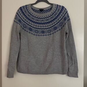 Gray and Blue Patterned Sweater